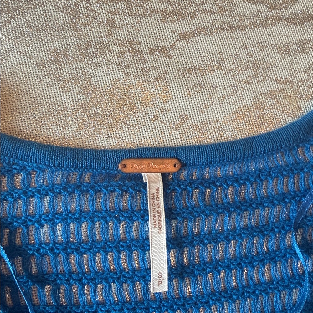 Free People Vibrant Blue Knit Blouse - Picture 6 of 8